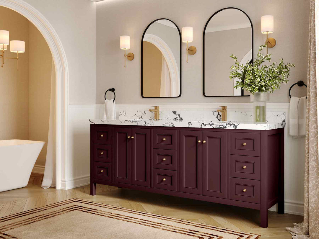 Nashville 84 in W x 22 in D Double Sink Bathroom Vanity | 
              
                Burgundy
                
                  
             - NAS_BGD_BRS_84 - photo №2