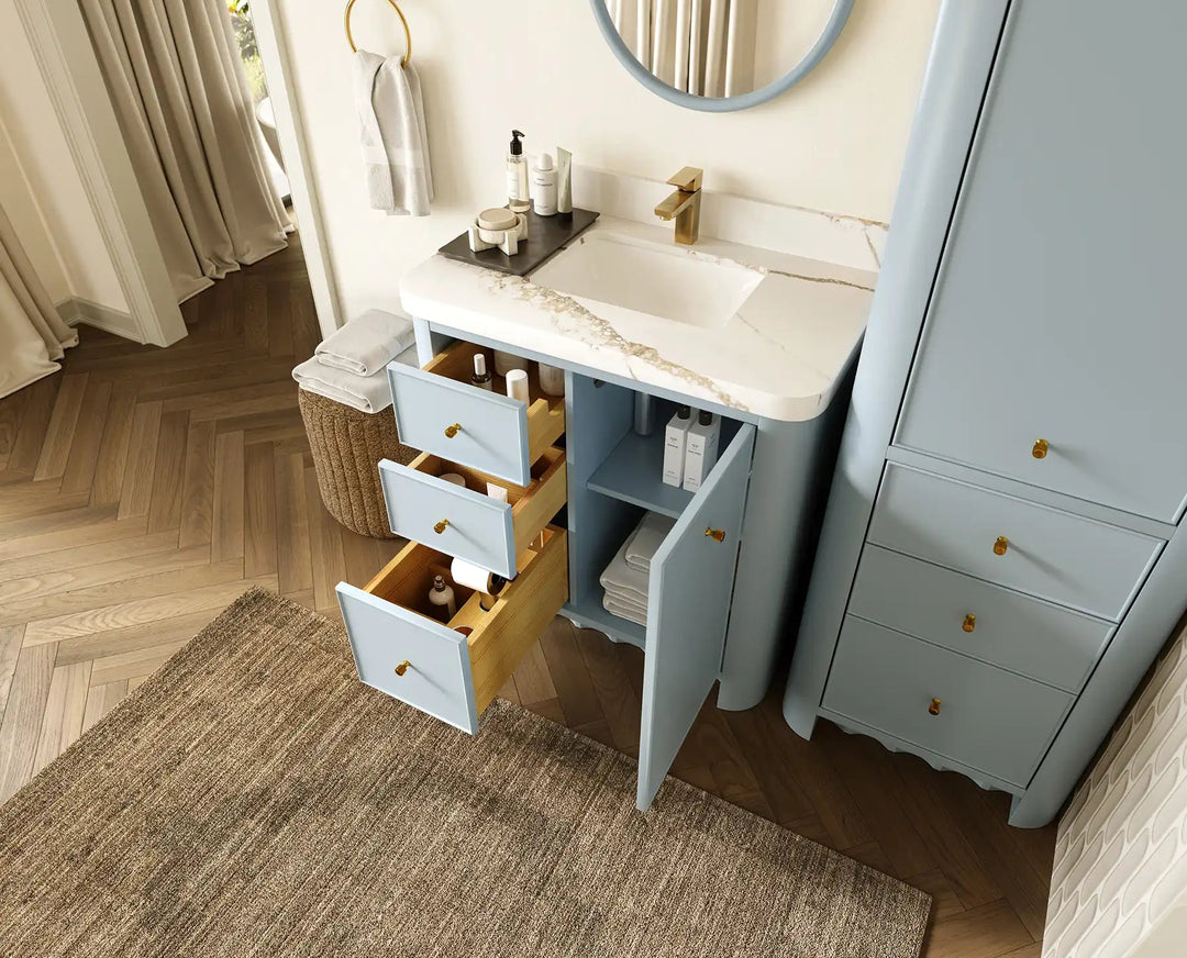 Orlando 36 in. W x 22 in. D Center Sink Bathroom Vanity | 
              
                Blue Heather
                
                  
             - ORL_BLU_CA_GL_36CR - photo №3