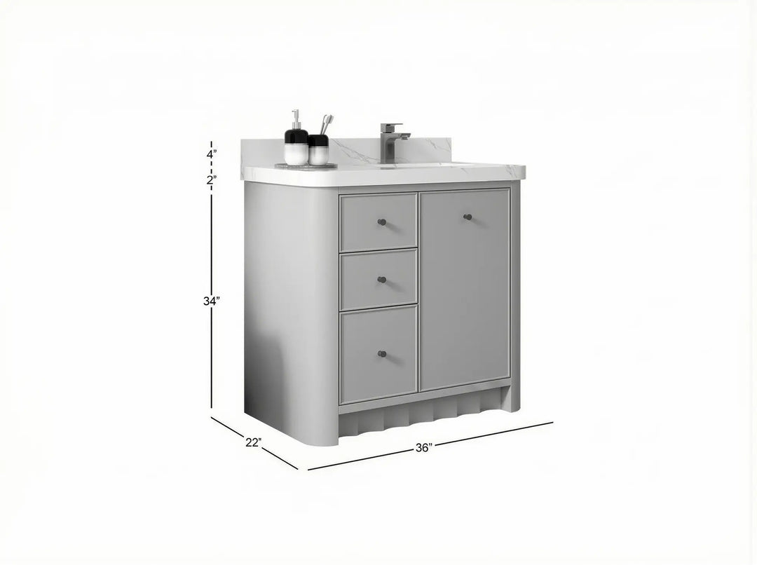 Orlando 36 in. W x 22 in. D Center Sink Bathroom Vanity | 
              
                White
                
                  
             - ORL_WH_CA_GL_36CR - photo №6