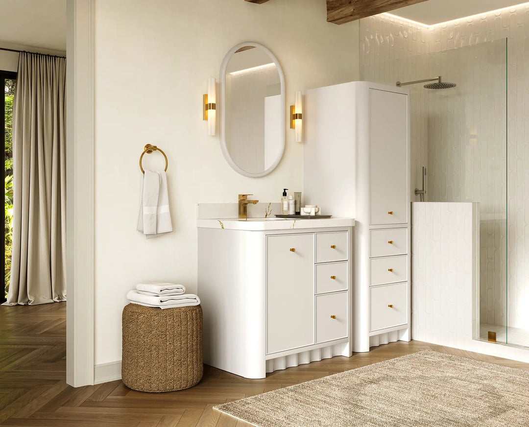Orlando 36 in. W x 22 in. D Left Offset Sink Bathroom Vanity | 
              
                White
                
                  
             - ORL_WH_CA_GL_36L - photo №2