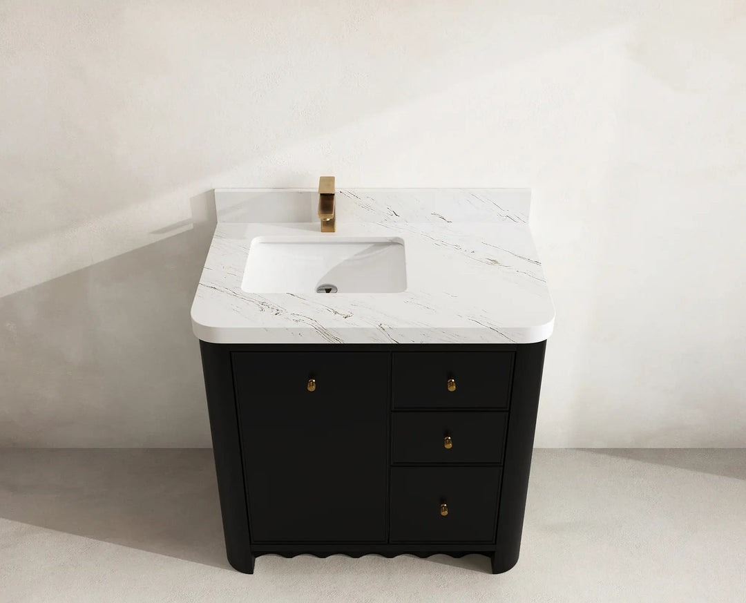 Orlando 36 in. W x 22 in. D Left Offset Sink Bathroom Vanity | 
              
                Black
                
                  
             - ORL_BLK_CA_GL_36L - photo №19