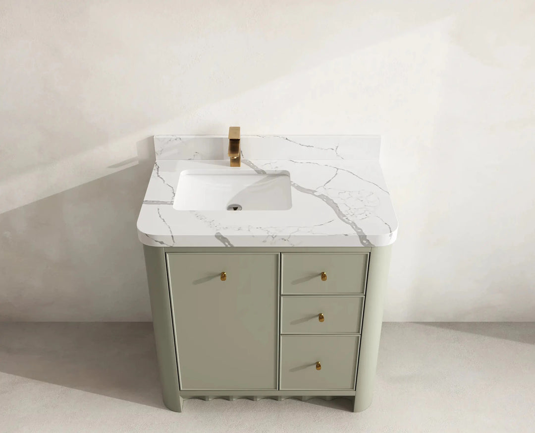 Orlando 36 in. W x 22 in. D Left Offset Sink Bathroom Vanity | 
              
                Evergreen
                
                  
             - ORL_EGN_CA_GL_36L - photo №16