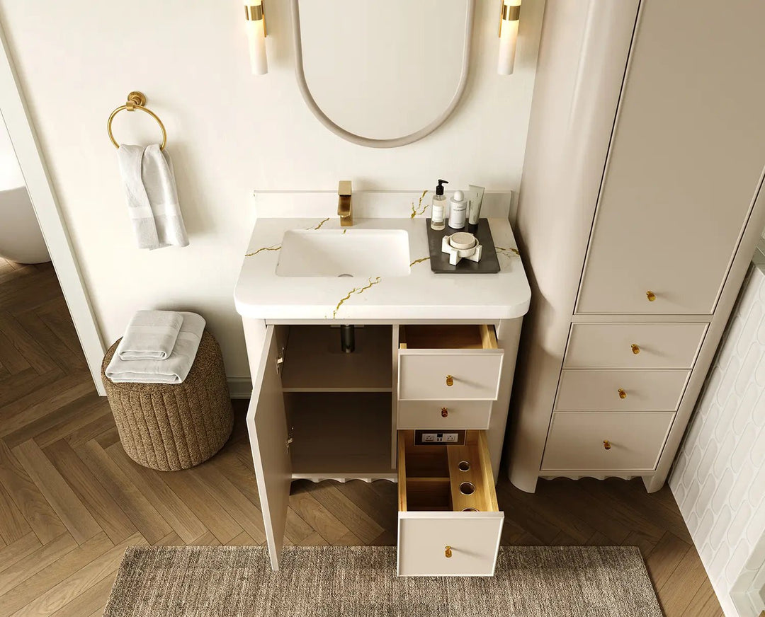 Orlando 36 in. W x 22 in. D Left Offset Sink Bathroom Vanity | 
              
                 Fine Grain Linen Beige
                
                  
             - ORL_FNG_CA_GL_36L - photo №3