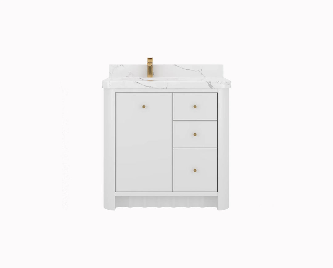 Orlando 36 in. W x 22 in. D Left Offset Sink Bathroom Vanity | 
              
                White
                
                  
             - ORL_WH_CA_GL_36L - photo №1