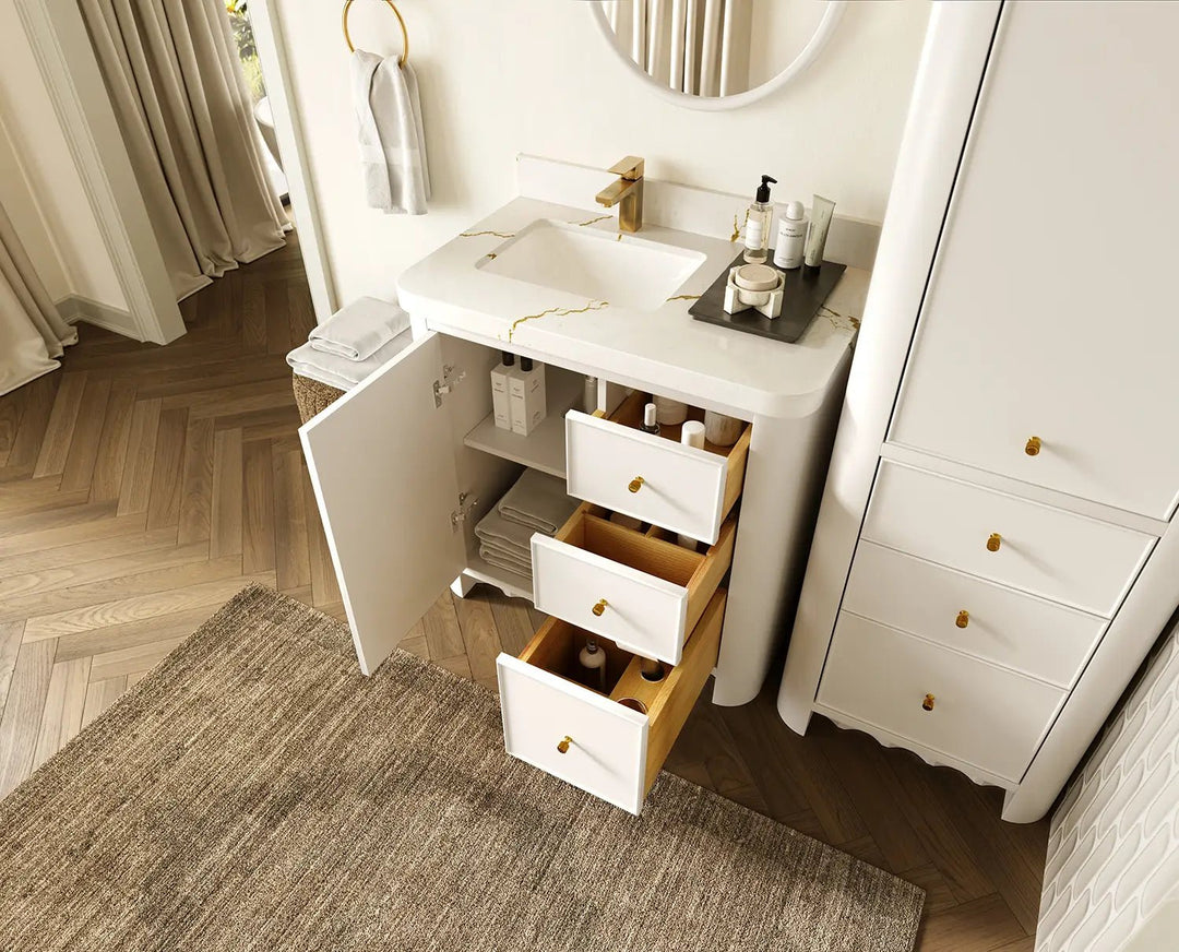 Orlando 36 in. W x 22 in. D Left Offset Sink Bathroom Vanity | 
              
                White
                
                  
             - ORL_WH_CA_GL_36L - photo №3