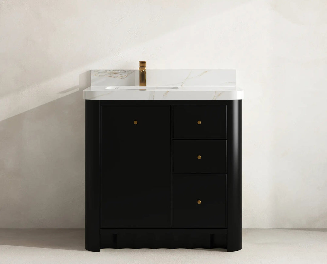 Orlando 36 in. W x 22 in. D Left Offset Sink Bathroom Vanity | 
              
                Black
                
                  
             - ORL_BLK_CA_GL_36L - photo №16