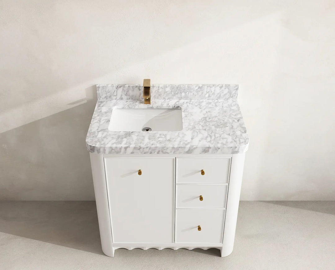 Orlando 36 in. W x 22 in. D Left Offset Sink Bathroom Vanity | 
              
                White
                
                  
             - ORL_WH_CA_GL_36L - photo №7