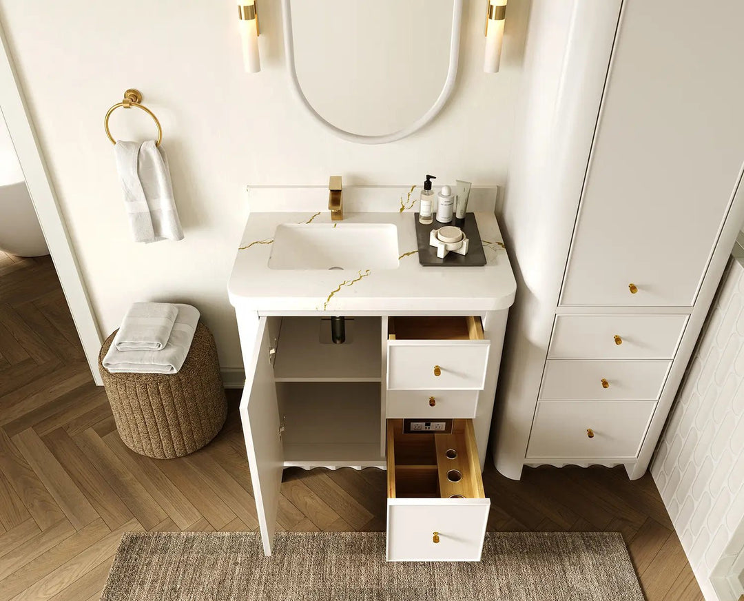 Orlando 36 in. W x 22 in. D Left Offset Sink Bathroom Vanity | 
              
                White
                
                  
             - ORL_WH_CA_GL_36L - photo №4