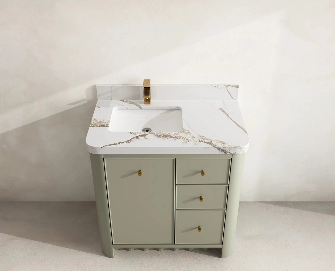 Orlando 36 in. W x 22 in. D Left Offset Sink Bathroom Vanity | 
              
                Evergreen
                
                  
             - ORL_EGN_CA_GL_36L - photo №8