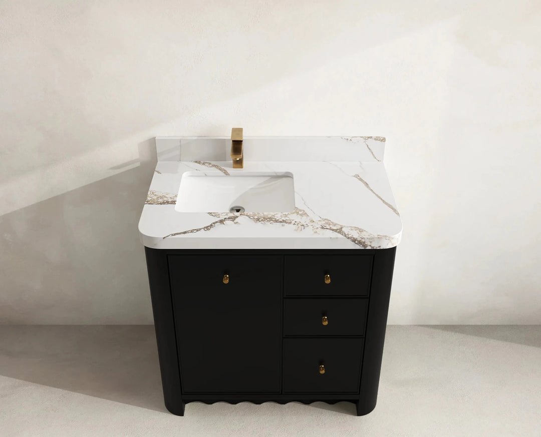 Orlando 36 in. W x 22 in. D Left Offset Sink Bathroom Vanity | 
              
                Black
                
                  
             - ORL_BLK_CA_GL_36L - photo №7