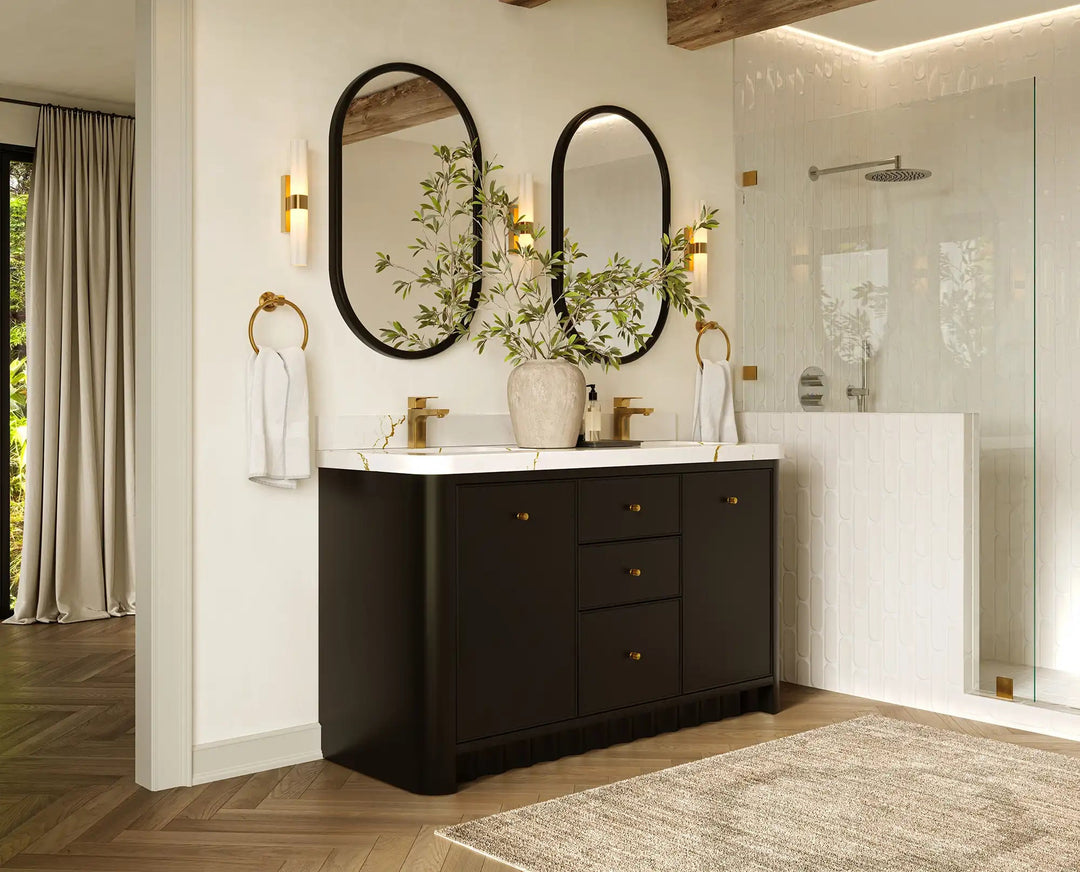 Orlando 60 in. W x 22 in. D Double Sink Bathroom Vanity | 
              
                Black
                
                  
             - ORL_BLK_CA_GL_60D - photo №2