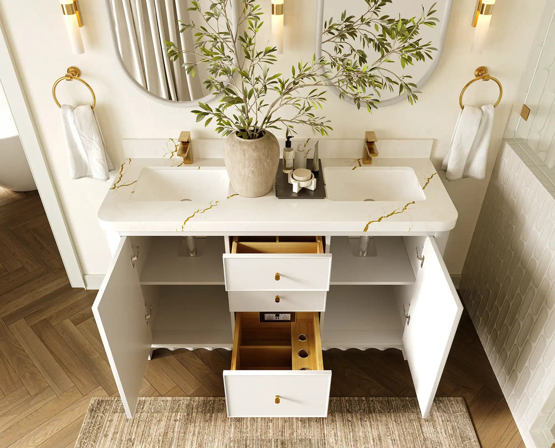 Orlando 60 in. W x 22 in. D Double Sink Bathroom Vanity | 
              
                White
                
                  
             - ORL_WH_CA_GL_60D - photo №4