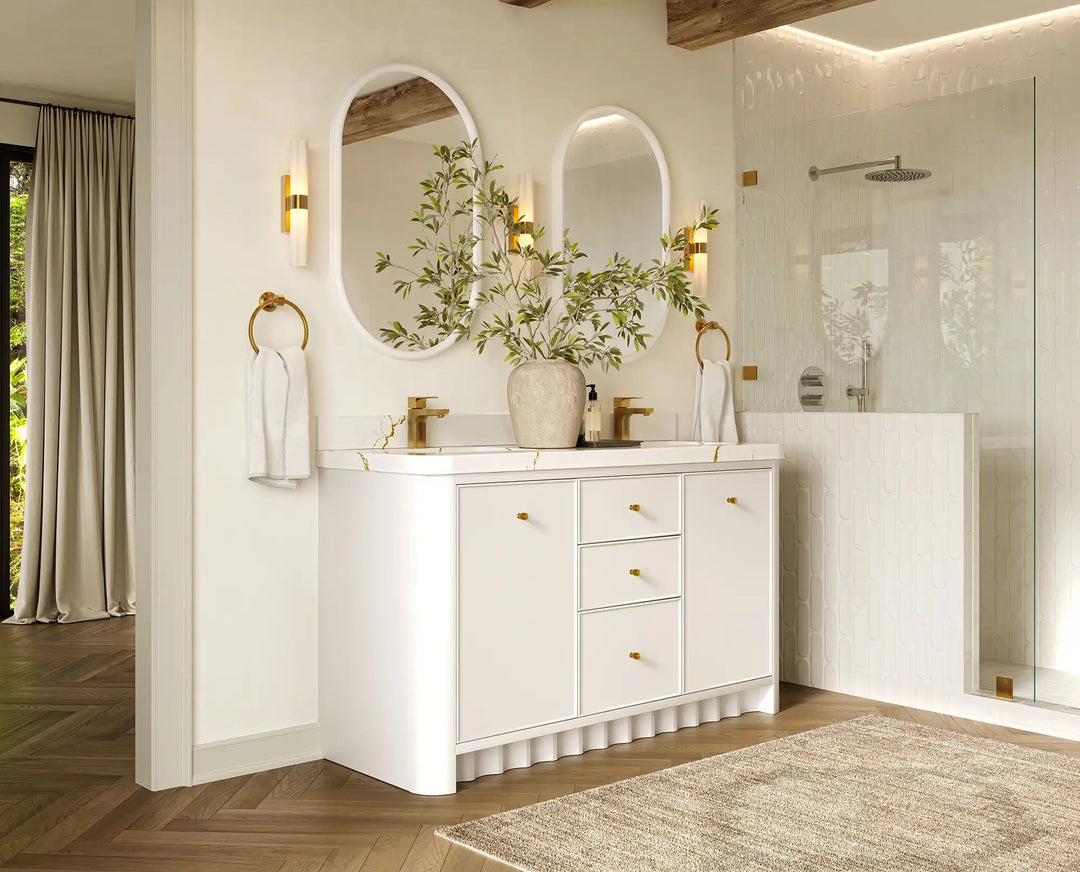 Orlando 60 in. W x 22 in. D Double Sink Bathroom Vanity | 
              
                White
                
                  
             - ORL_WH_CA_GL_60D - photo №2
