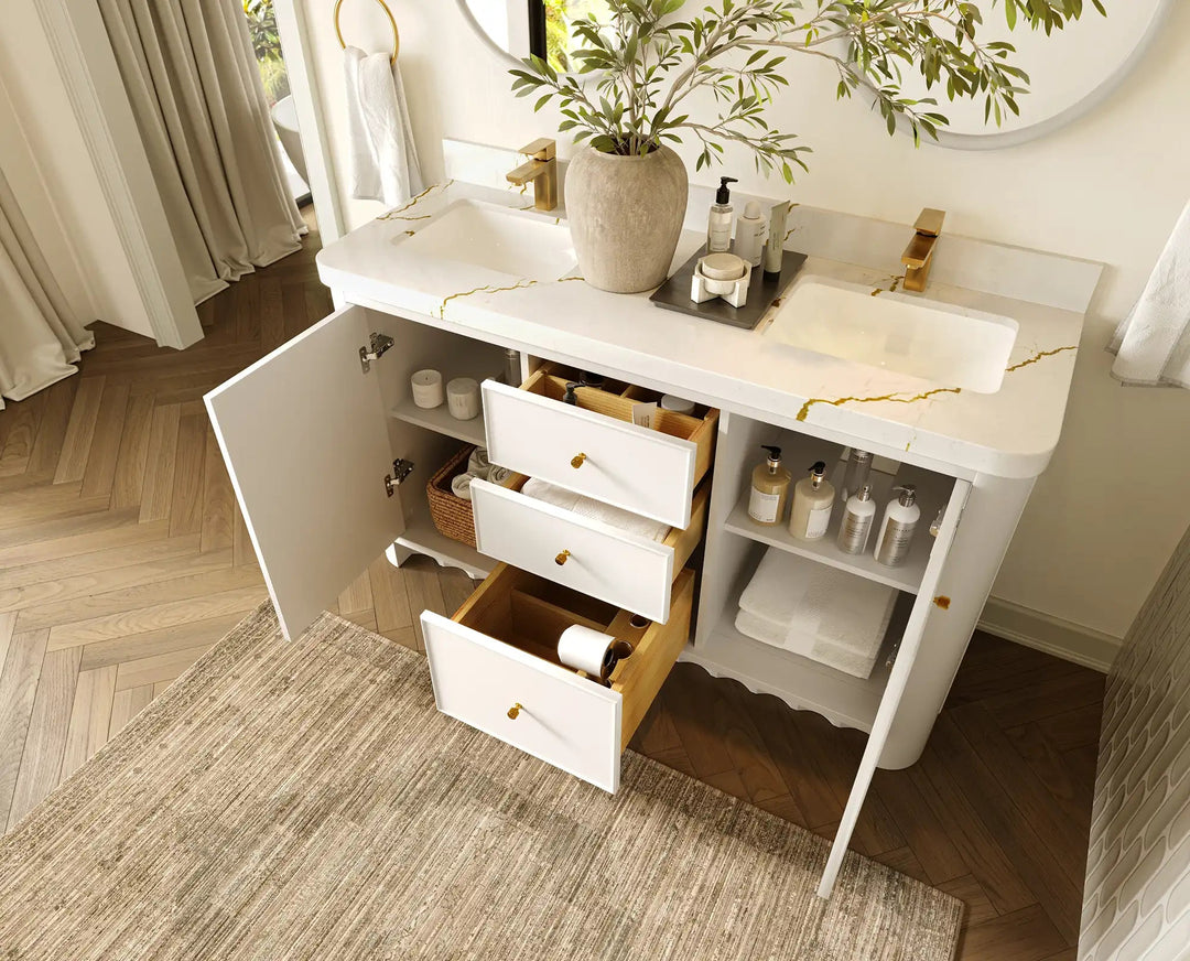 Orlando 60 in. W x 22 in. D Double Sink Bathroom Vanity | 
              
                White
                
                  
             - ORL_WH_CA_GL_60D - photo №3