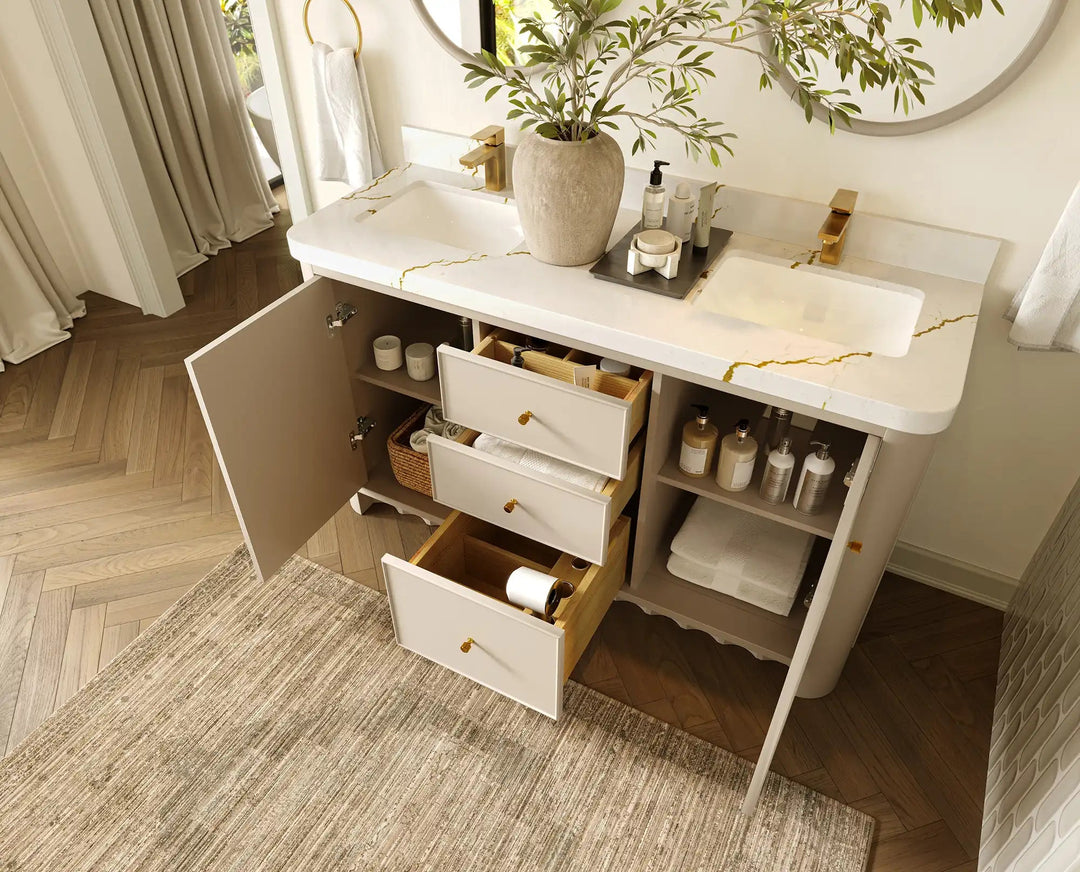 Orlando 60 in. W x 22 in. D Double Sink Bathroom Vanity | 
              
                 Fine Grain Linen Beige
                
                  
             - ORL_FNG_CA_GL_60D - photo №3
