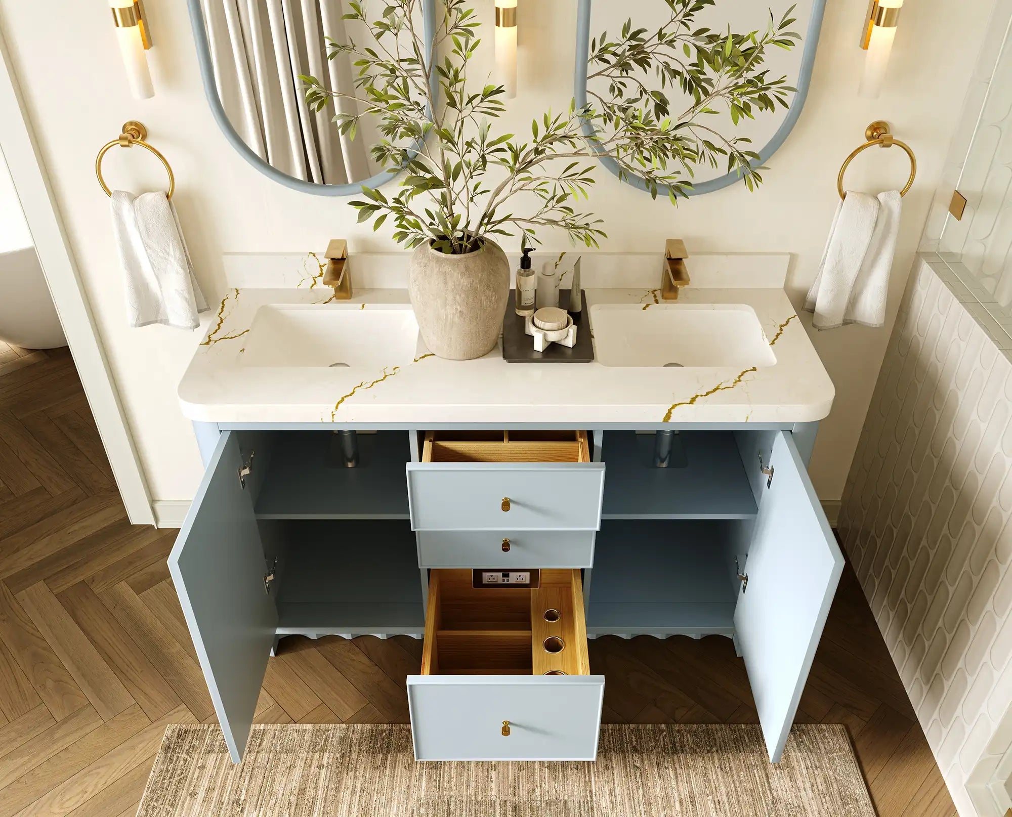 Orlando 60 in. W x 22 in. D Double Sink Bathroom Vanity - Willow Bath and Vanity