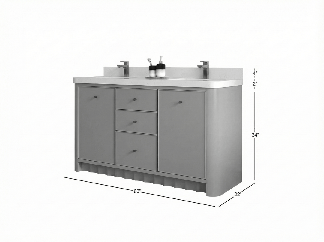 Orlando 60 in. W x 22 in. D Double Sink Bathroom Vanity - Willow Bath and Vanity