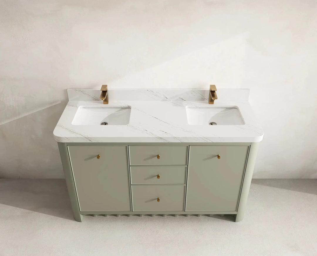 Orlando 60 in. W x 22 in. D Double Sink Bathroom Vanity | 
              
                Evergreen
                
                  
             - ORL_EGN_CA_GL_60D - photo №15