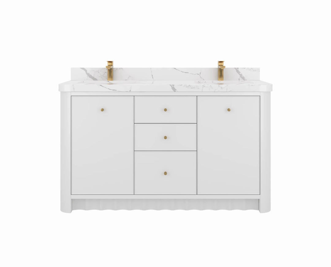 Orlando 60 in. W x 22 in. D Double Sink Bathroom Vanity | 
              
                White
                
                  
             - ORL_WH_CA_GL_60D - photo №1