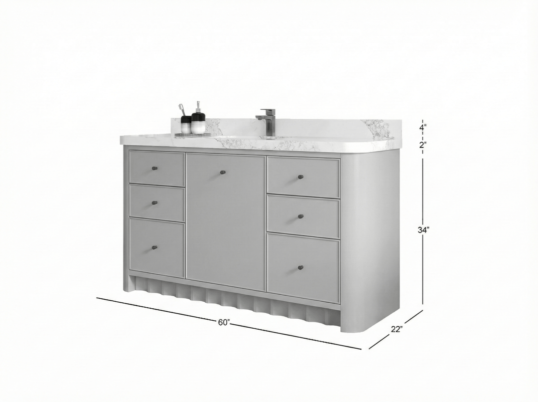 Orlando 60 in. W x 22 in. D Single Sink Bathroom Vanity - Willow Bath and Vanity