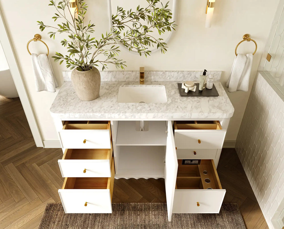 Orlando 60 in. W x 22 in. D Single Sink Bathroom Vanity | 
              
                White
                
                  
             - ORL_WH_CA_GL_60S - photo №4