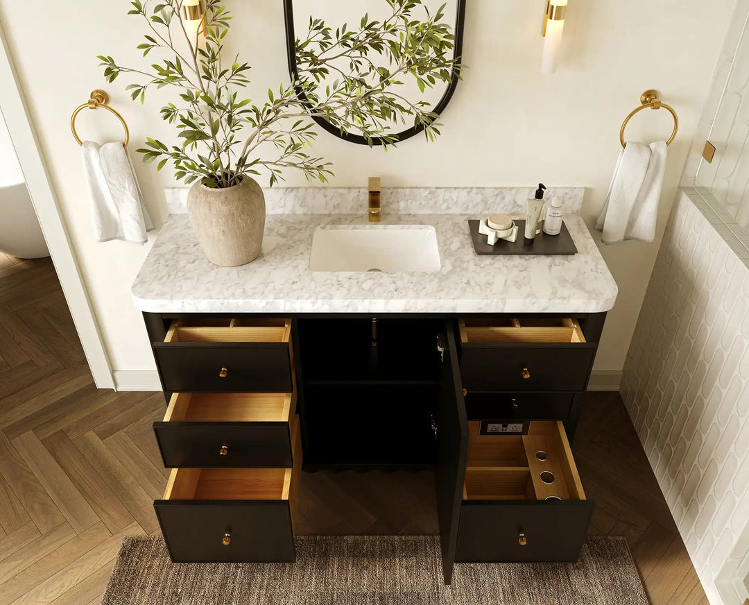 Orlando 60 in. W x 22 in. D Single Sink Bathroom Vanity | 
              
                Black
                
                  
             - ORL_BLK_CA_GL_60S - photo №4