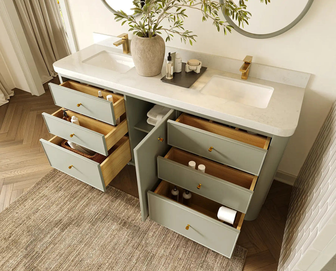 Orlando 72 in. W x 22 in. D Double Sink Bathroom Vanity | 
              
                Evergreen
                
                  
             - ORL_EGN_CA_GL_72D - photo №3