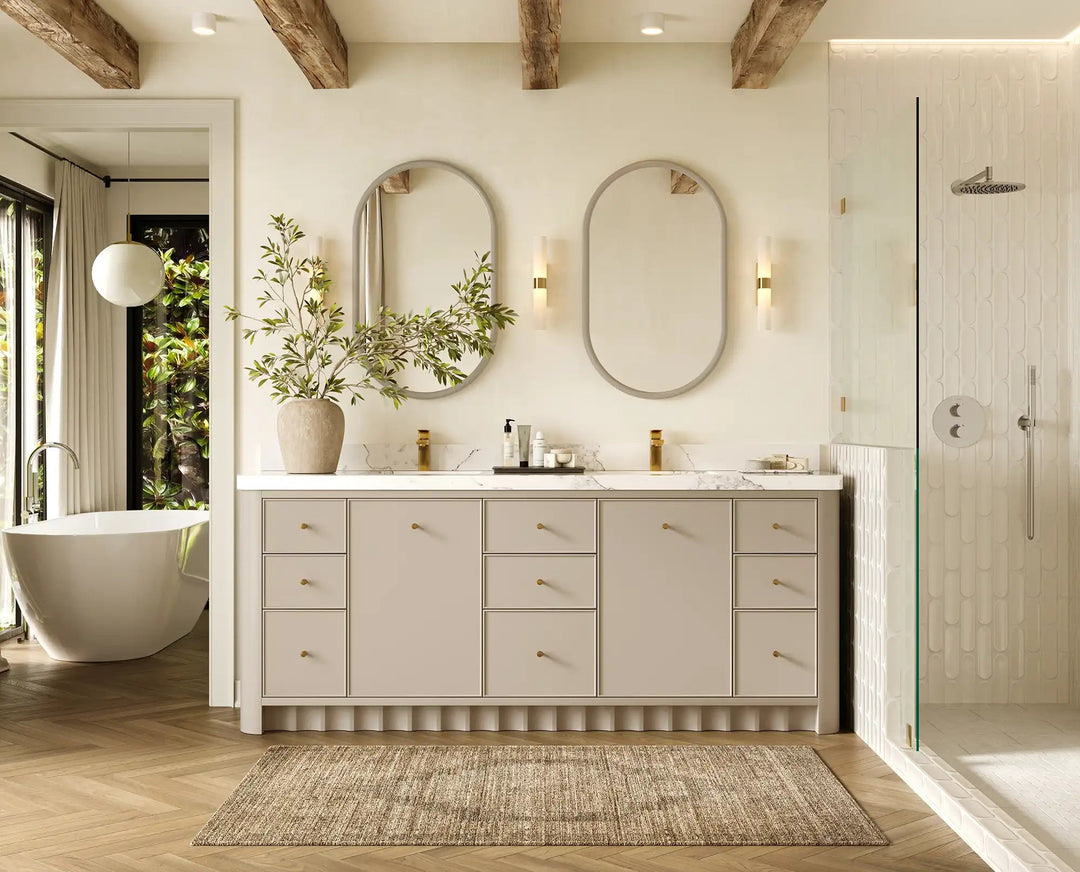 Orlando 84 in. W x 22 in. D Double Sink Bathroom Vanity | 
              
                 Fine Grain Linen Beige
                
                  
             - ORL_FNG_PALS_84 - photo №5