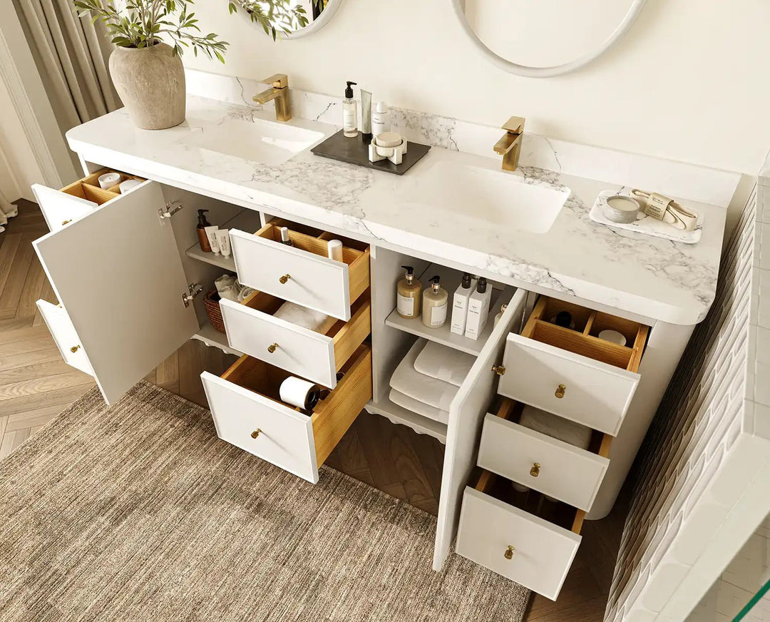 Orlando 84 in. W x 22 in. D Double Sink Bathroom Vanity | 
              
                White
                
                  
             - ORL_WH_PALS_84 - photo №3