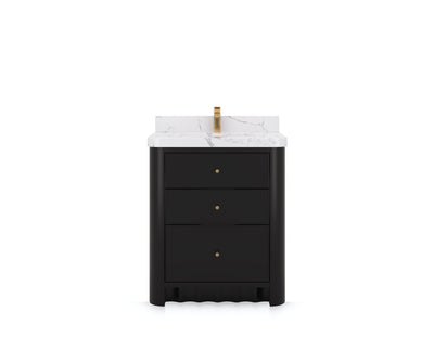 Orlando 30 in. single sink bathroom vanity in Black, front view on a white background