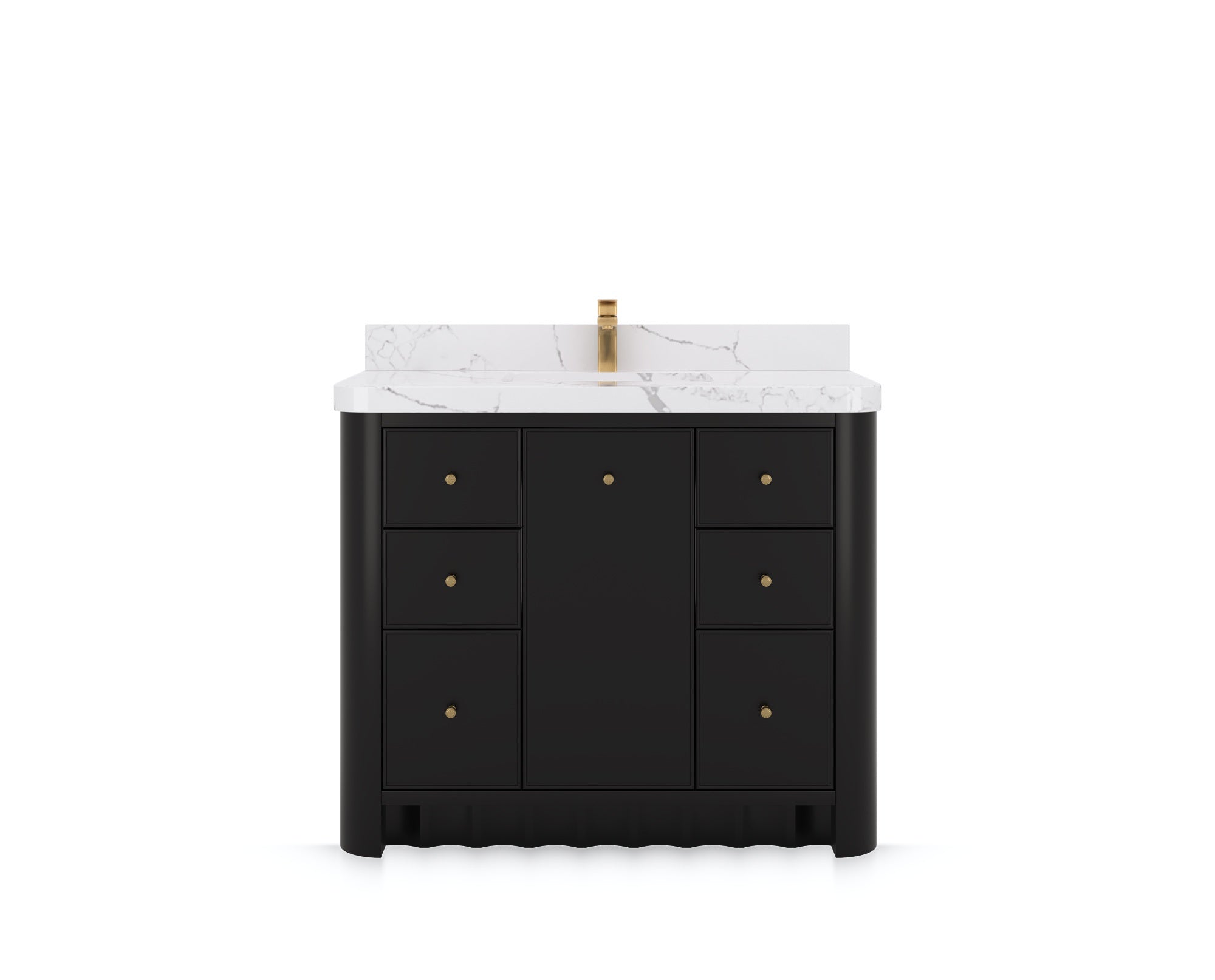 Orlando 42 in. single sink bathroom vanity in Black, front view on a white background