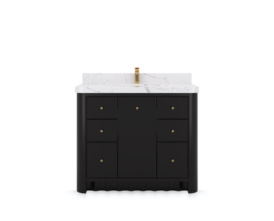 Orlando 42 in. single sink bathroom vanity in Black, front view on a white background