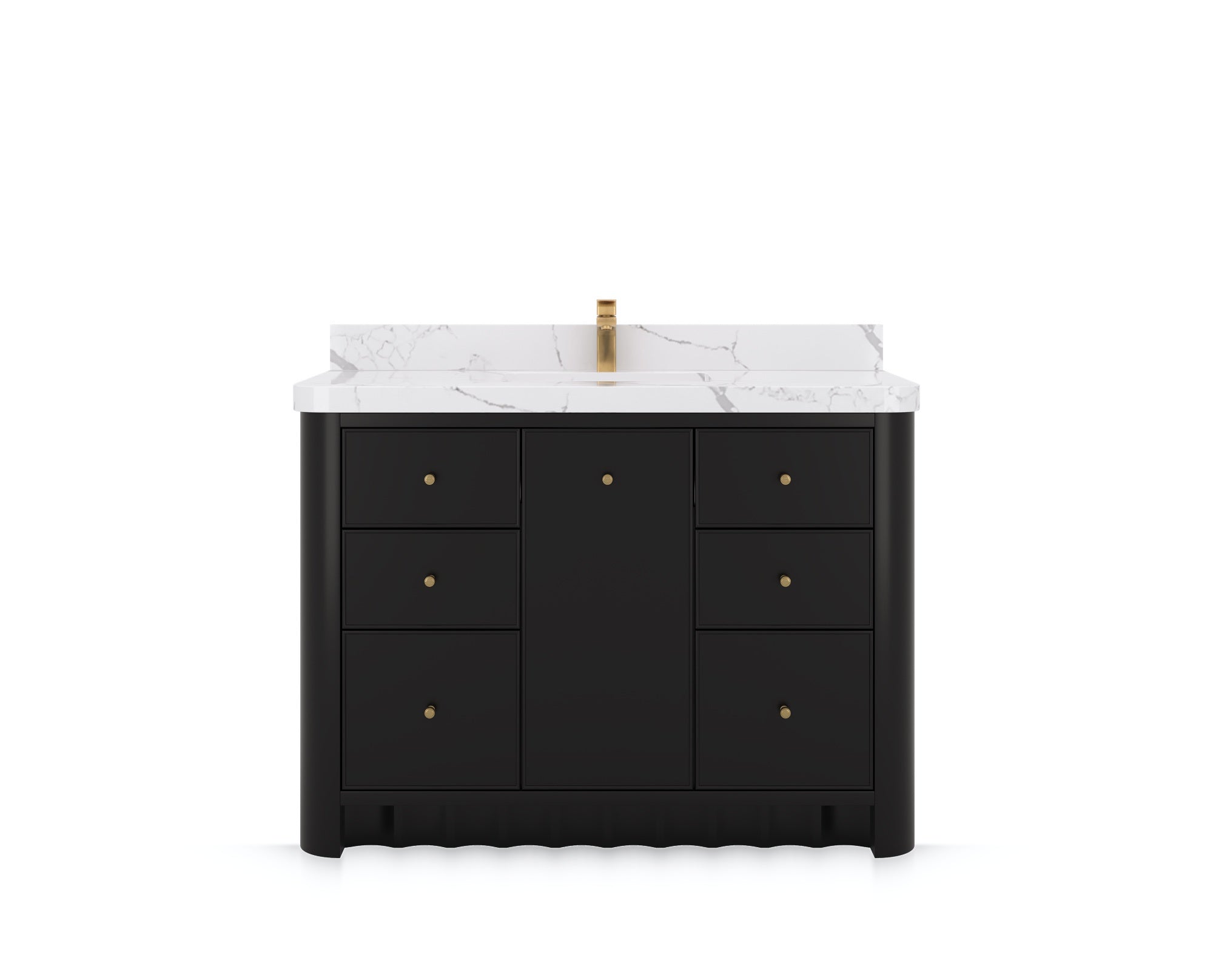 Orlando 48 in. single sink bathroom vanity in Black, front view on a white background