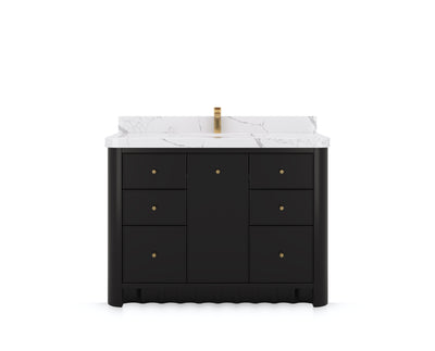 Orlando 48 in. single sink bathroom vanity in Black, front view on a white background