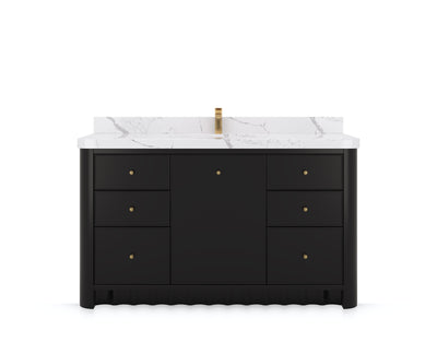 Orlando 60 in. single sink bathroom vanity in Black, front view on a white background
