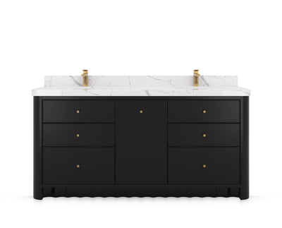 Orlando 72 in. double sink bathroom vanity in Black, front view on a white background