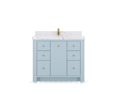 Orlando 42 in. single sink bathroom vanity in Blue Heather, front view on a white background
