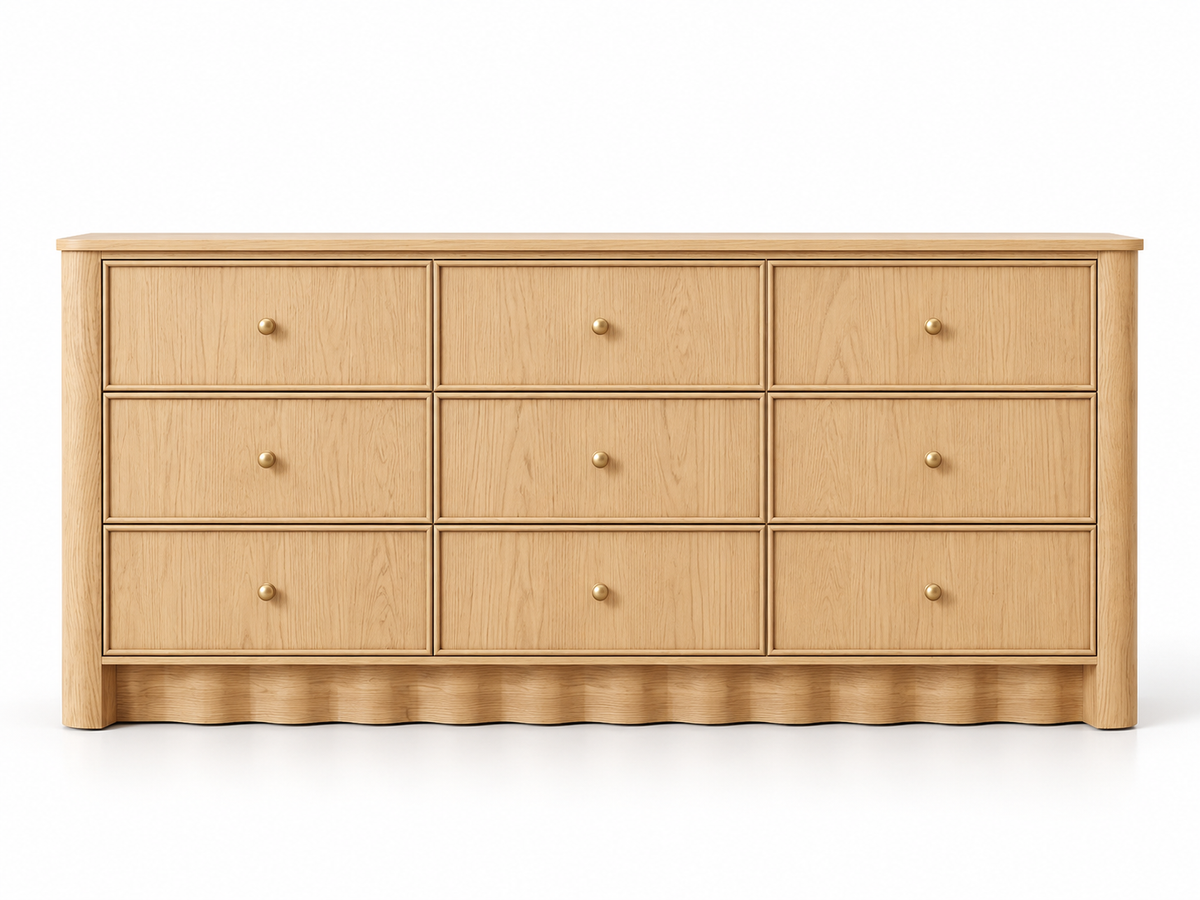 Orlando 72-Inch Nine-Drawer Dresser in Nordic White Oak