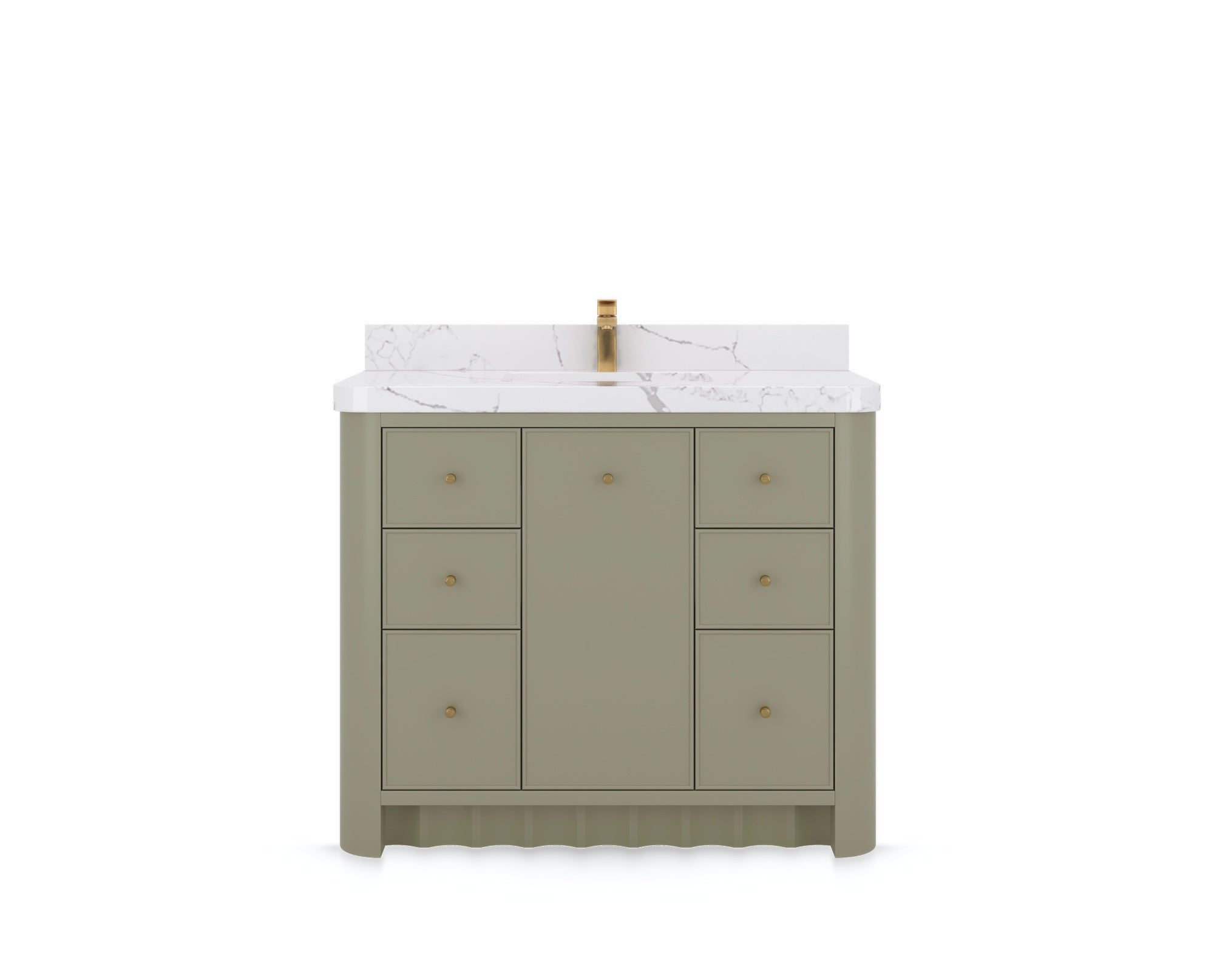 Orlando 42 in. single sink bathroom vanity in Evergreen, front view on a white background