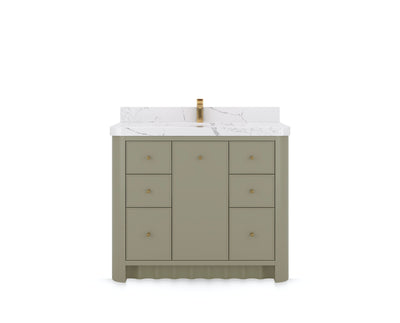Orlando 42 in. single sink bathroom vanity in Evergreen, front view on a white background