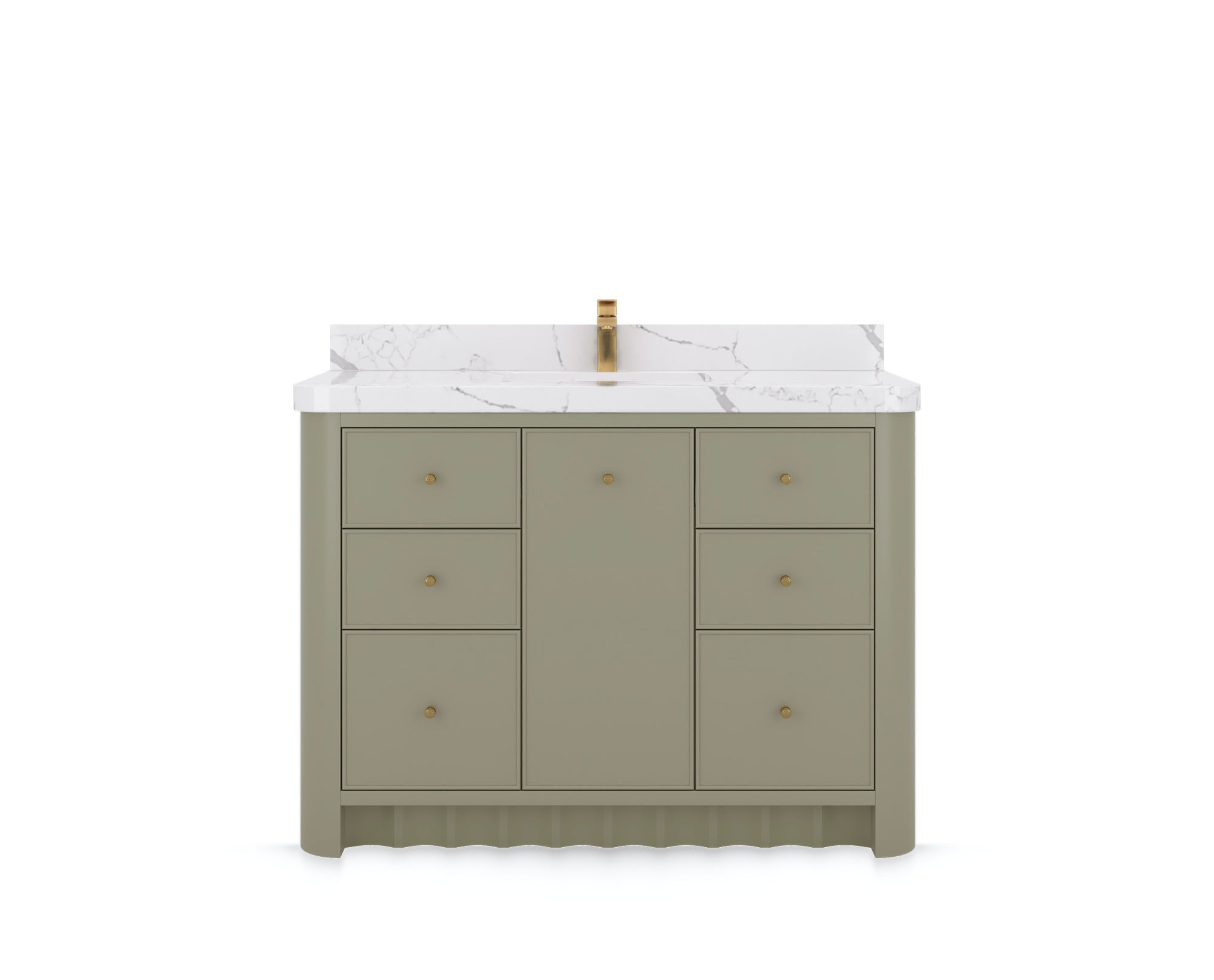 Orlando 48 in. single sink bathroom vanity in Evergreen, front view on a white background