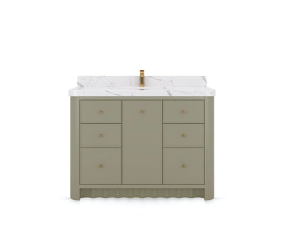 Orlando 48 in. single sink bathroom vanity in Evergreen, front view on a white background