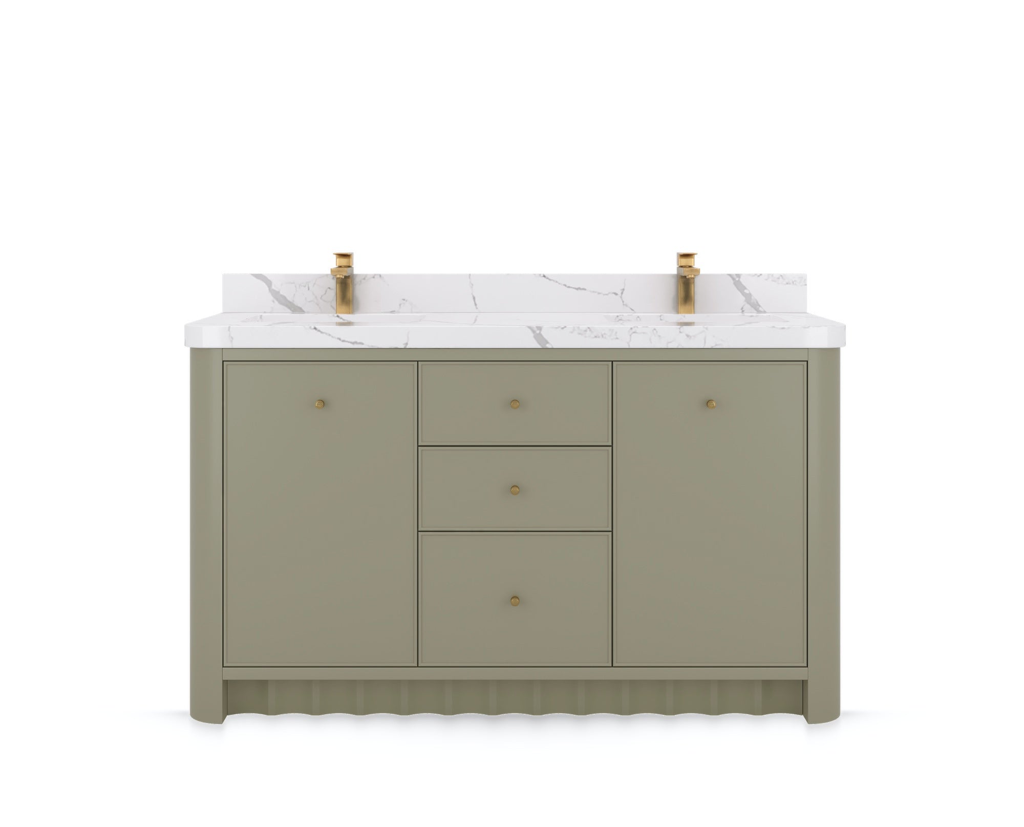 Orlando 60 in. double sink bathroom vanity in Evergreen, front view on a white background