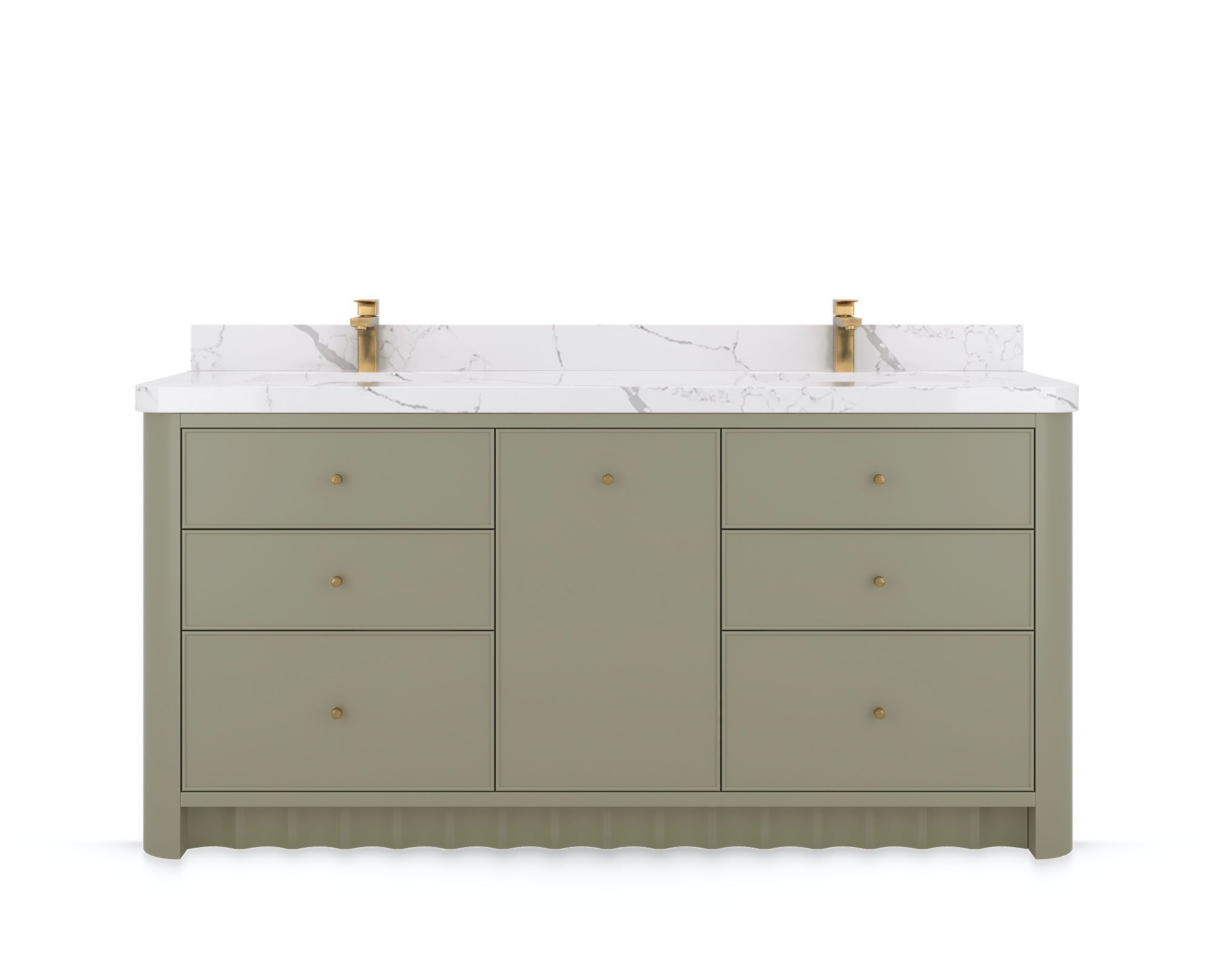 Orlando 72 in. double sink bathroom vanity in Evergreen, front view on a white background