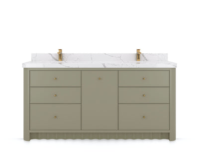 Orlando 72 in. double sink bathroom vanity in Evergreen, front view on a white background
