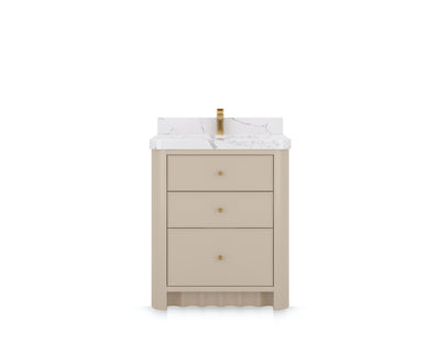 Orlando 30 in. single sink bathroom vanity in Fine Grain Linen Beige, front view on a white background