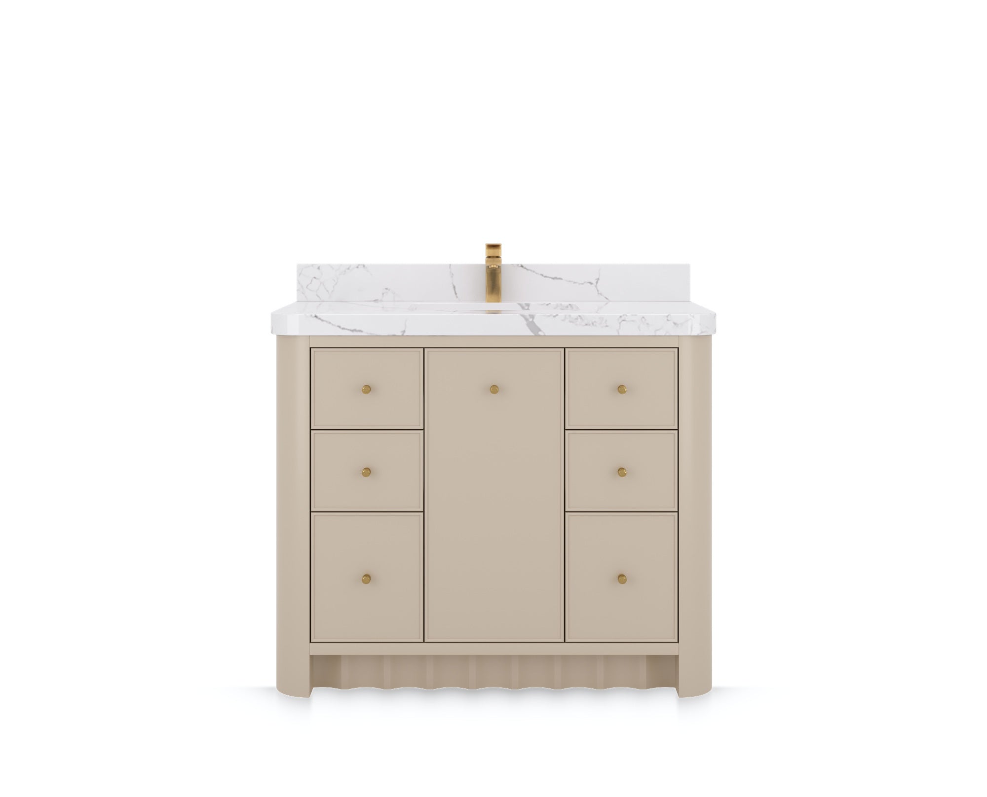 Orlando 42 in. single sink bathroom vanity in Fine Grain Linen Beige, front view on a white background