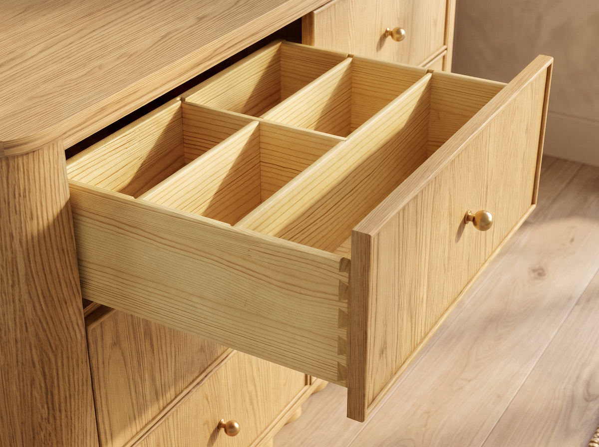 Orlando dresser divided drawer detail