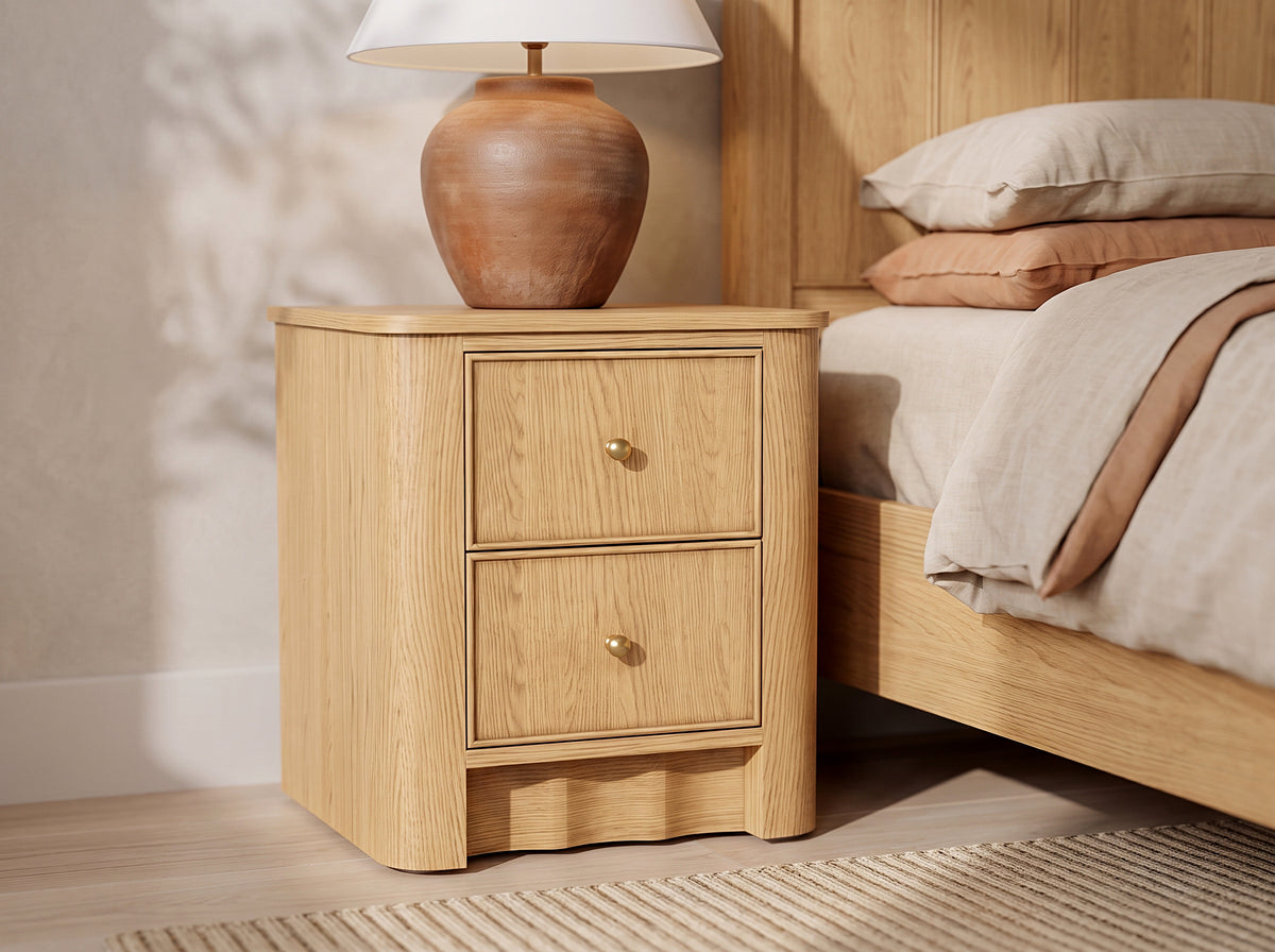 Orlando two-drawer nightstand, front view