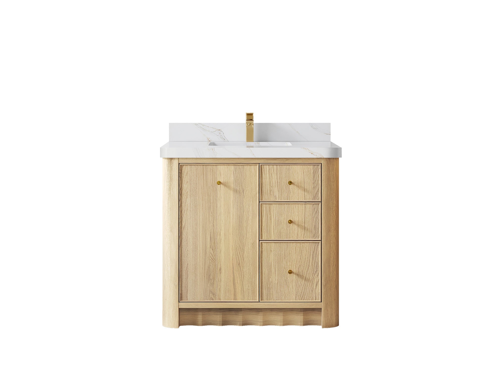 Orlando Oak 36 in. W x 22 in. D Center Sink Bathroom Vanity - Willow Bath and Vanity